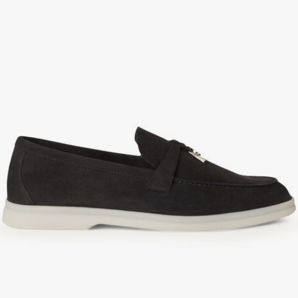 Loro Piana Black Suede Summer Charms Walk Slip On Loafers‎ Black 7.5W 6.5M NWT - Picture 4 of 12